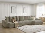 Anakin - Canapé Panoramique Fixe - Tissu Texturé - 10 Coussins