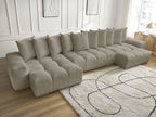 Anakin - Canapé Panoramique Fixe - Tissu Texturé - 10 Coussins