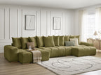Anakin - Canapé Panoramique Fixe - Tissu Texturé - 10 Coussins
