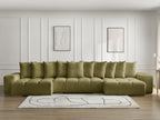 Anakin - Canapé Panoramique Fixe - Tissu Texturé - 10 Coussins
