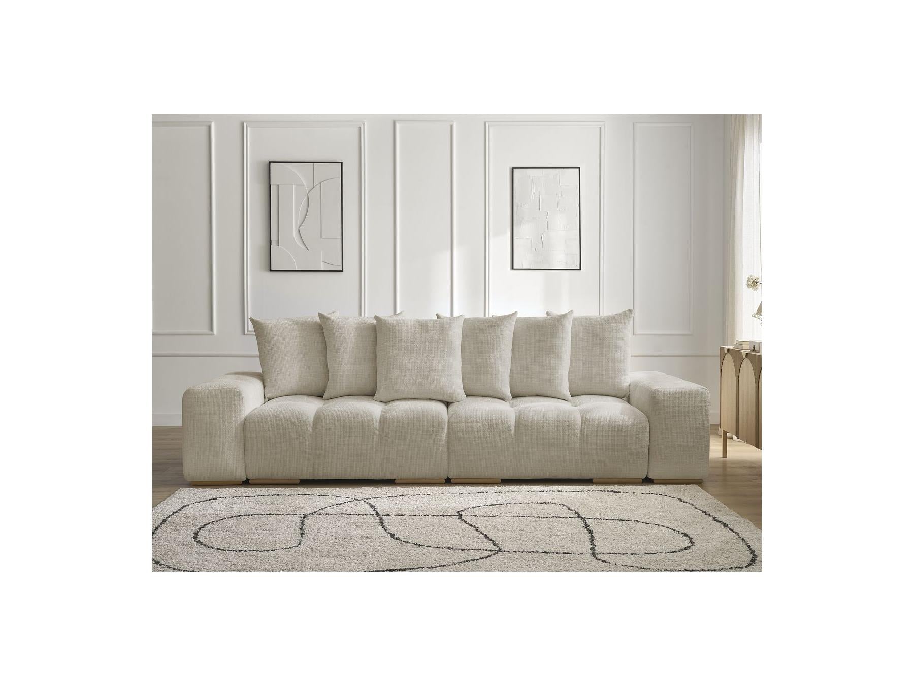 Anakin - Fixed Straight 3-Seater Sofa - Textured Fabric - 6 Cushions