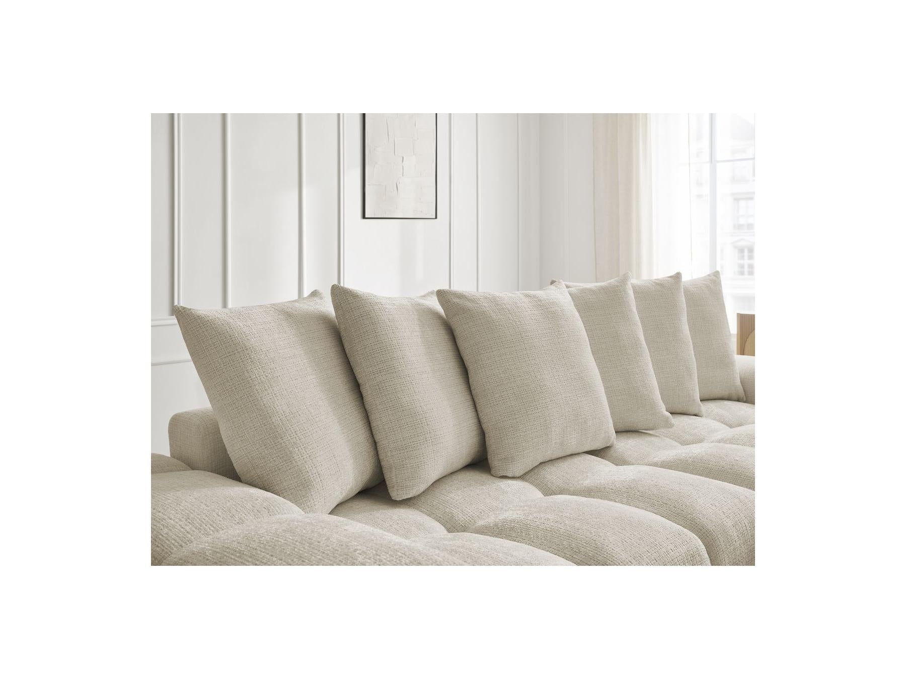 Anakin - Fixed Straight 3-Seater Sofa - Textured Fabric - 6 Cushions