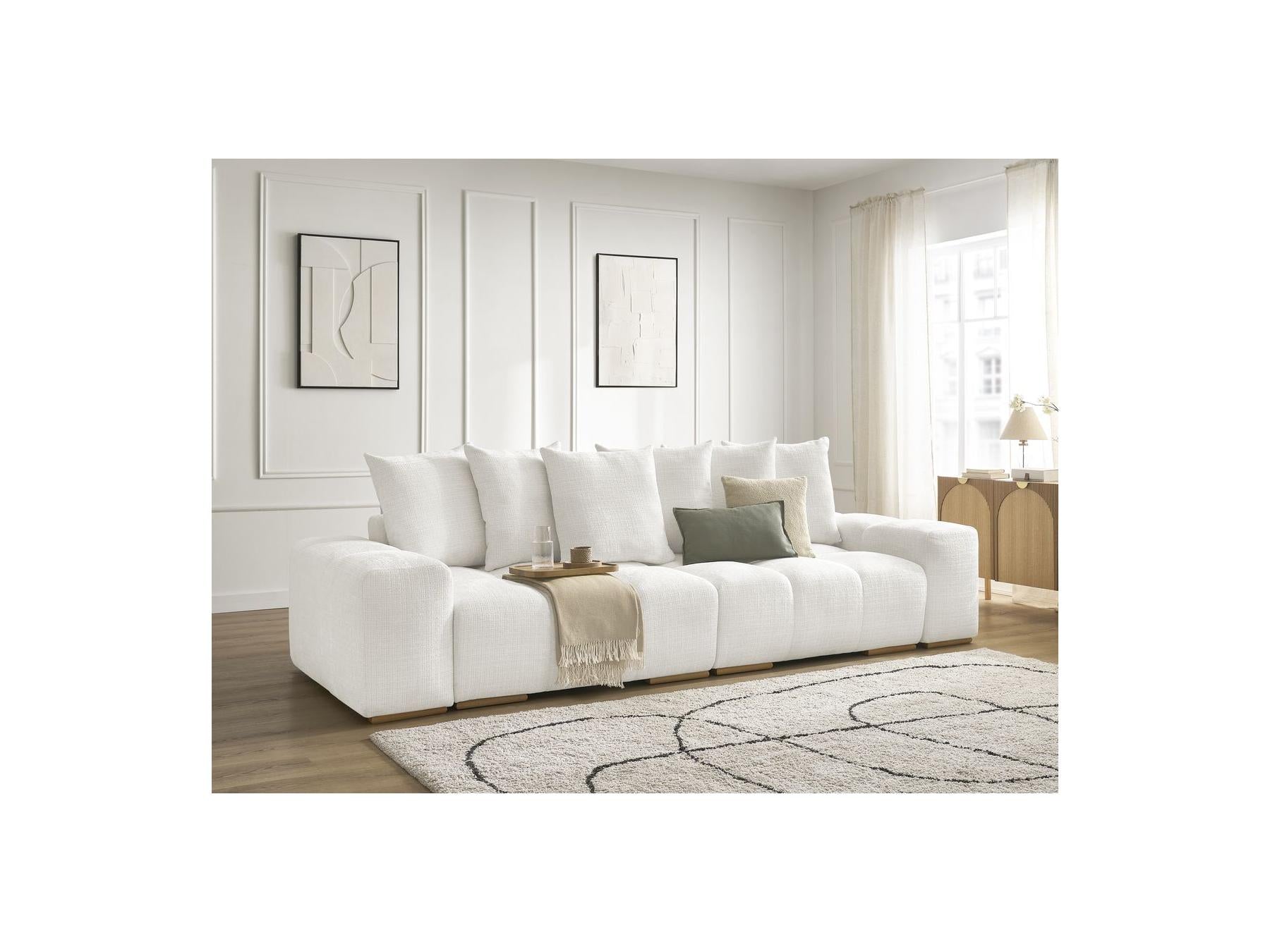 Anakin - Fixed Straight 3-Seater Sofa - Textured Fabric - 6 Cushions