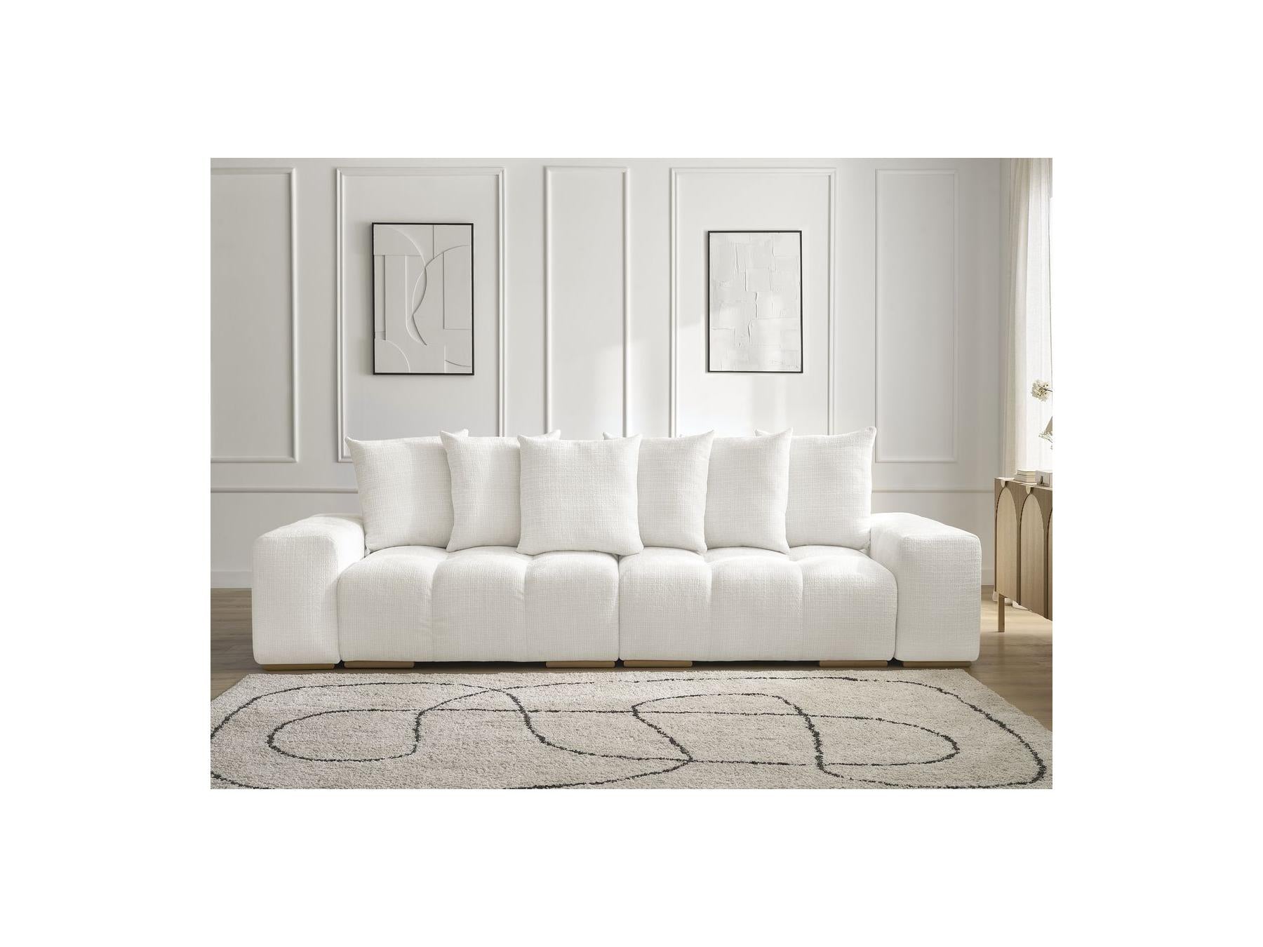 Anakin - Fixed Straight 3-Seater Sofa - Textured Fabric - 6 Cushions