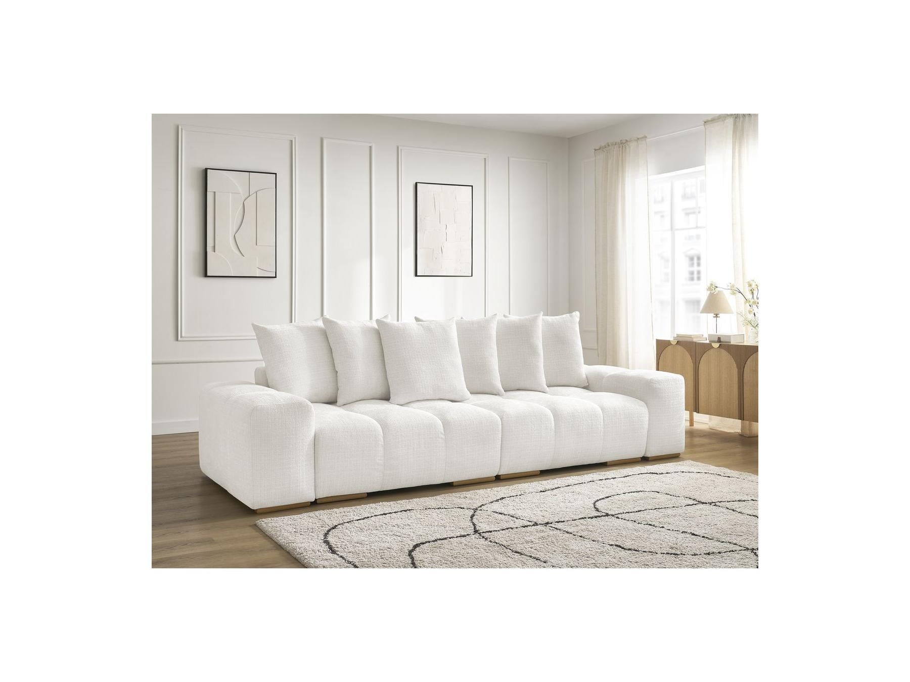 Anakin - Fixed Straight 3-Seater Sofa - Textured Fabric - 6 Cushions