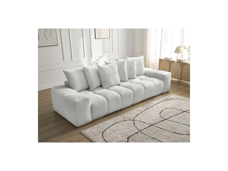 Anakin - Canapé Droit Fixe 3 Places - Tissu Texturé - 6 Coussins