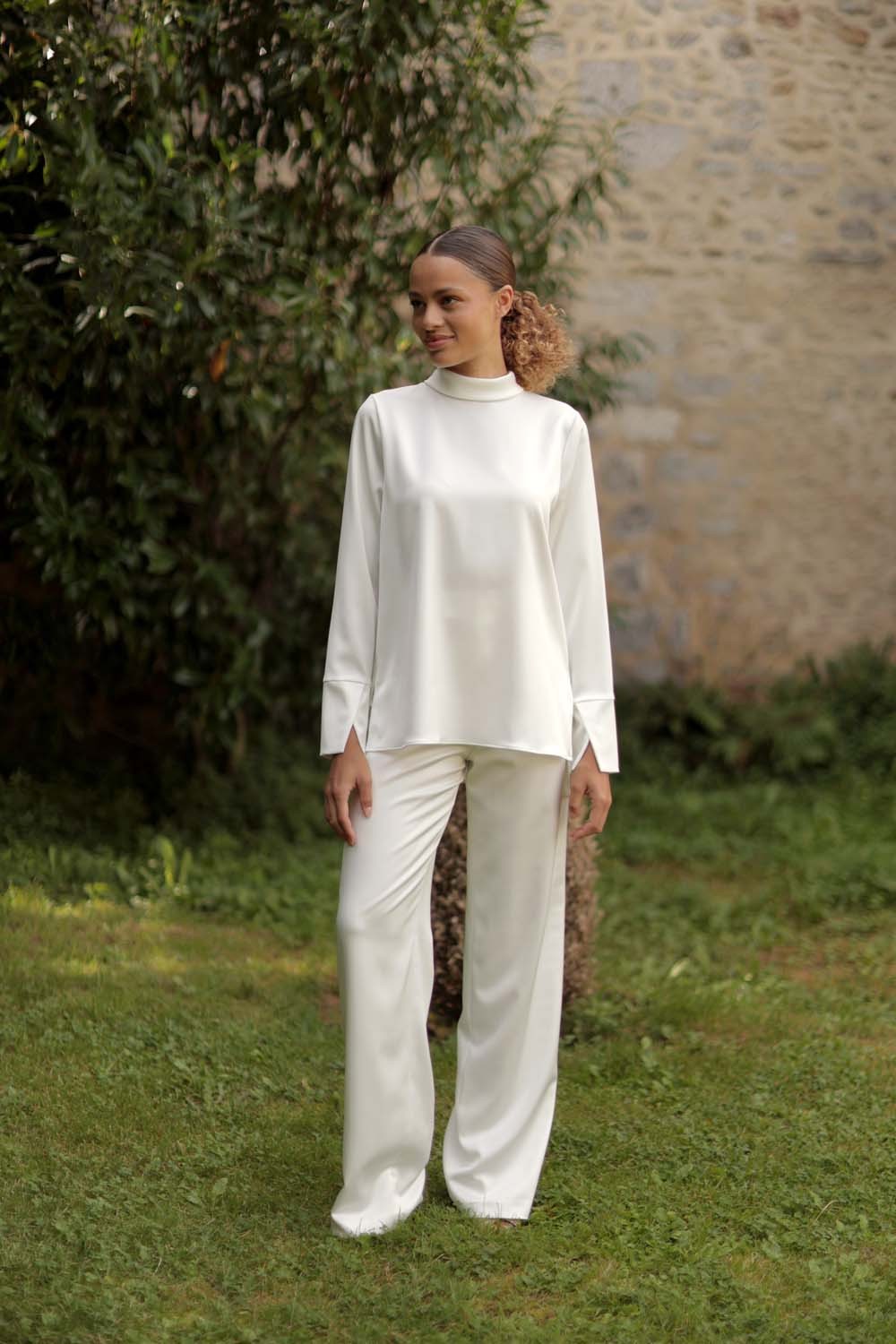 Roxane Satin Trousers - White
