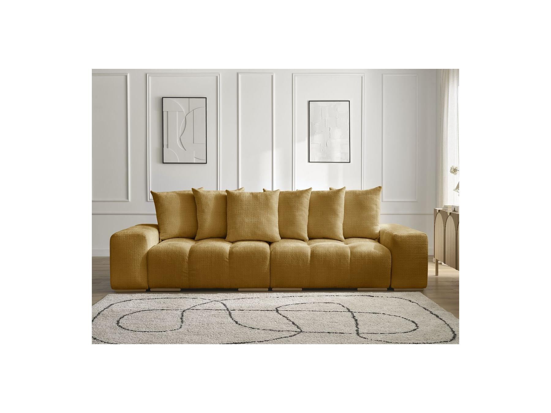 Anakin - Fixed Straight 3-Seater Sofa - Textured Fabric - 6 Cushions