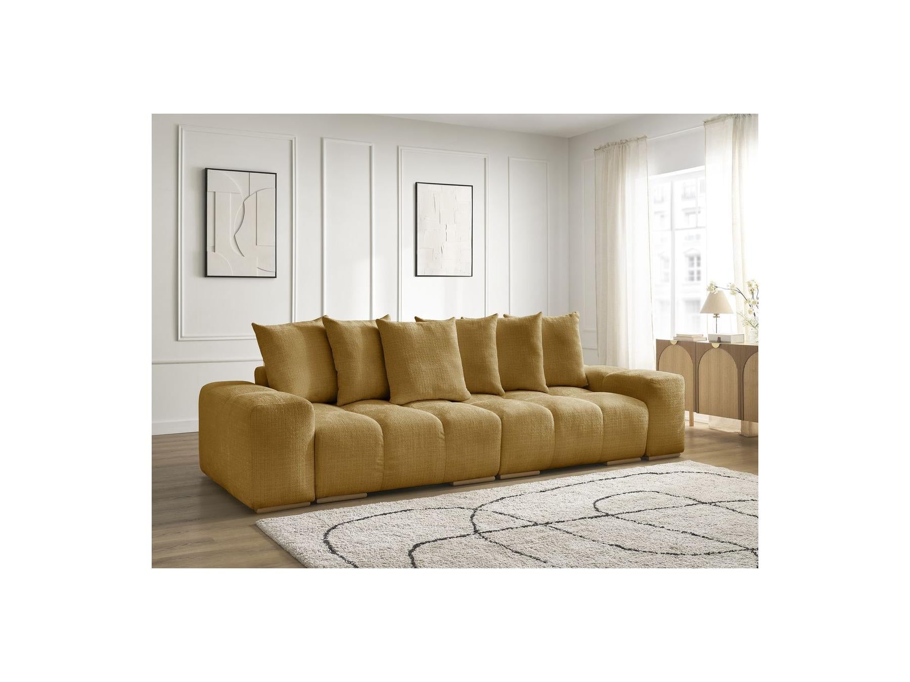 Anakin - Fixed Straight 3-Seater Sofa - Textured Fabric - 6 Cushions