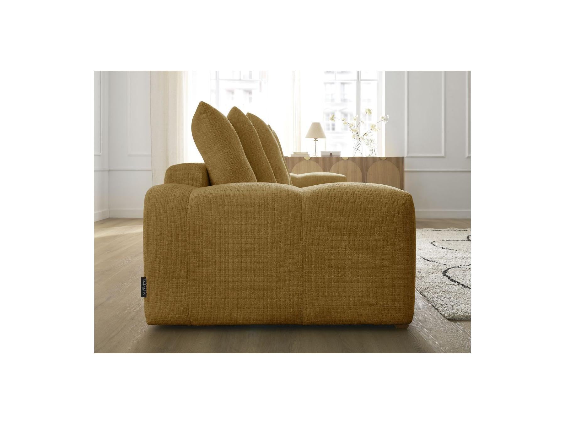 Anakin - Fixed Straight 3-Seater Sofa - Textured Fabric - 6 Cushions