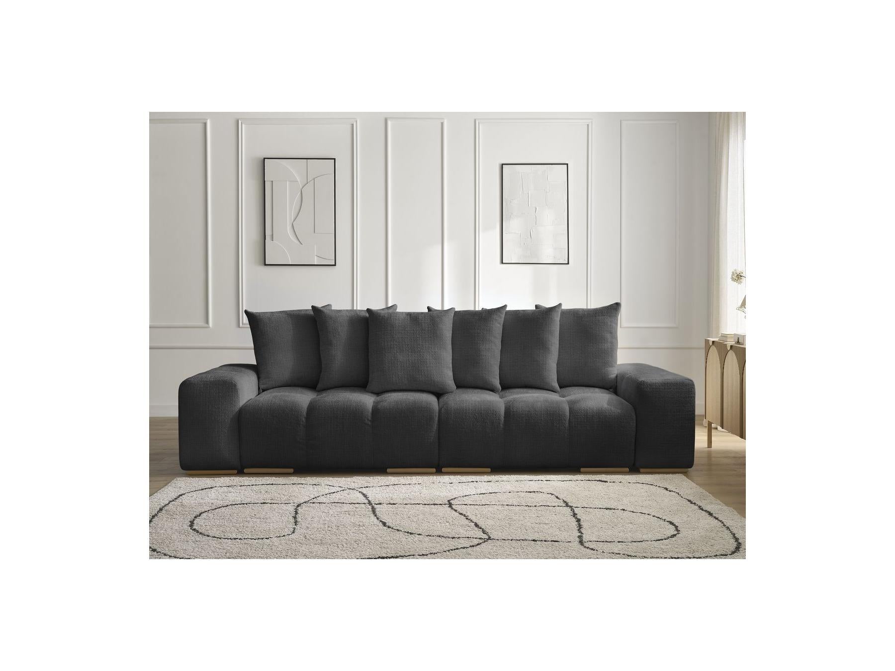 Anakin - Fixed Straight 3-Seater Sofa - Textured Fabric - 6 Cushions
