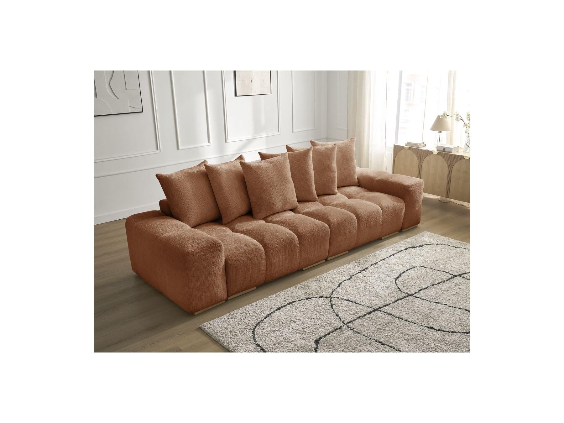 Anakin - Fixed Straight 3-Seater Sofa - Textured Fabric - 6 Cushions