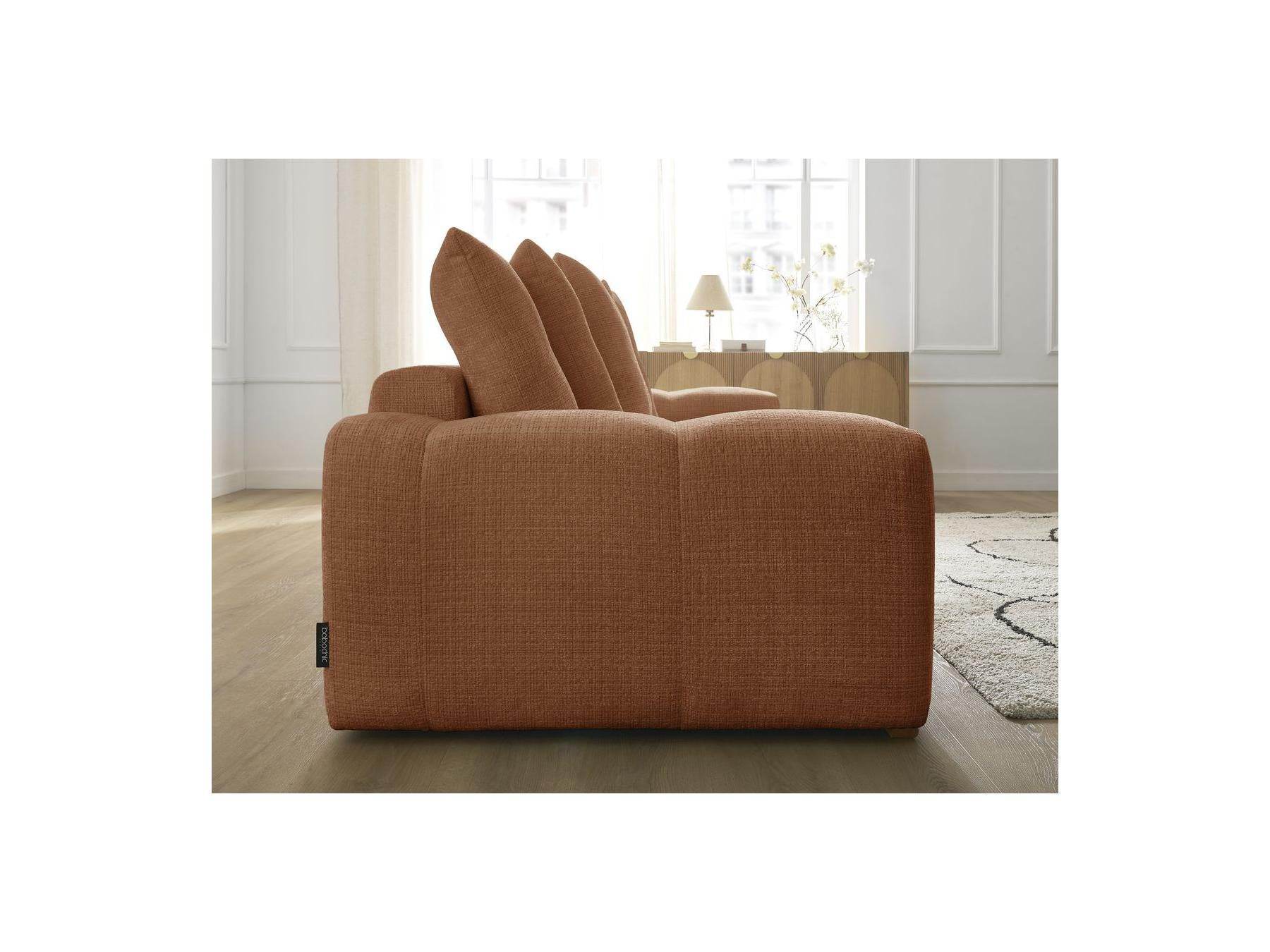 Anakin - Fixed Straight 3-Seater Sofa - Textured Fabric - 6 Cushions