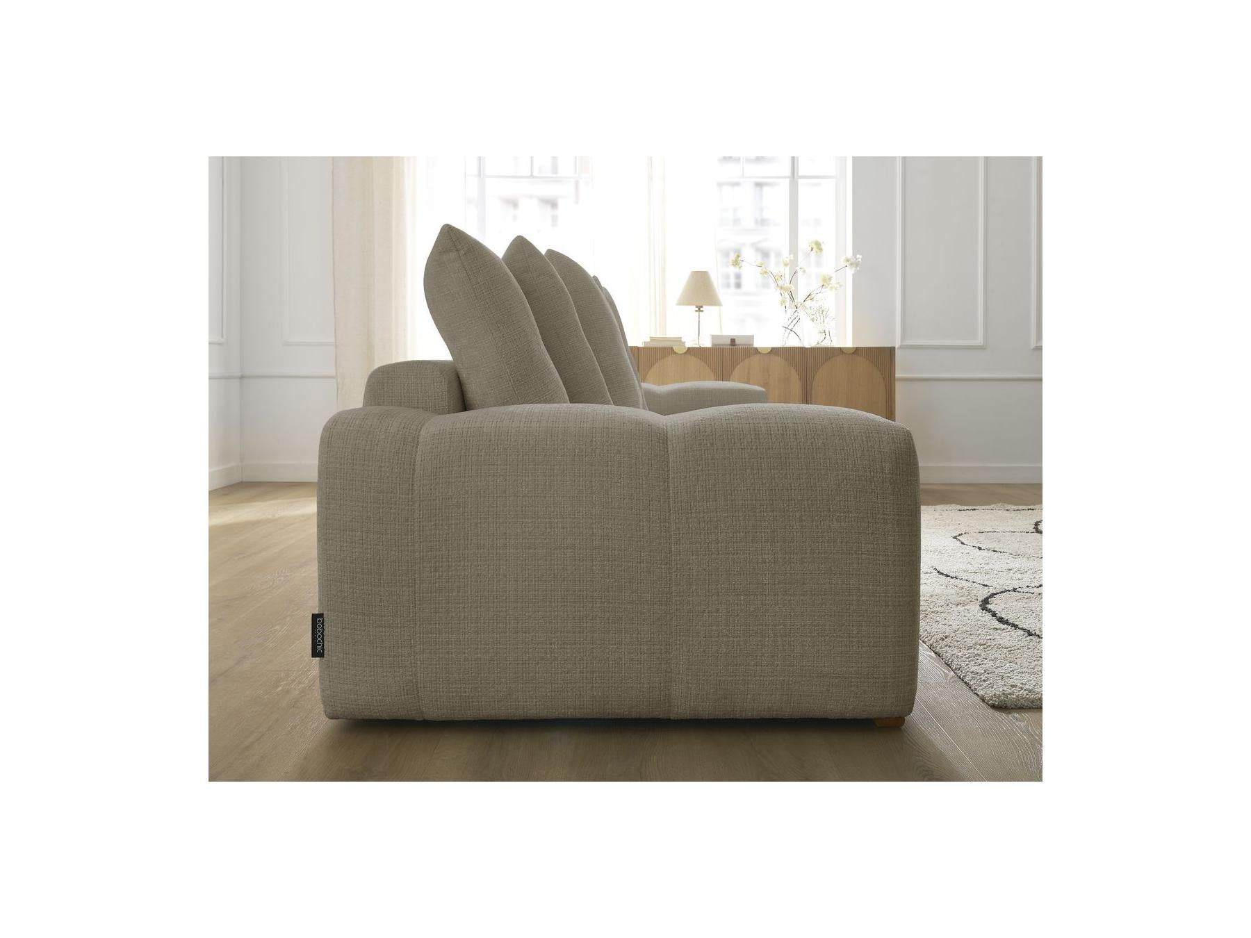 Anakin - Fixed Straight 3-Seater Sofa - Textured Fabric - 6 Cushions