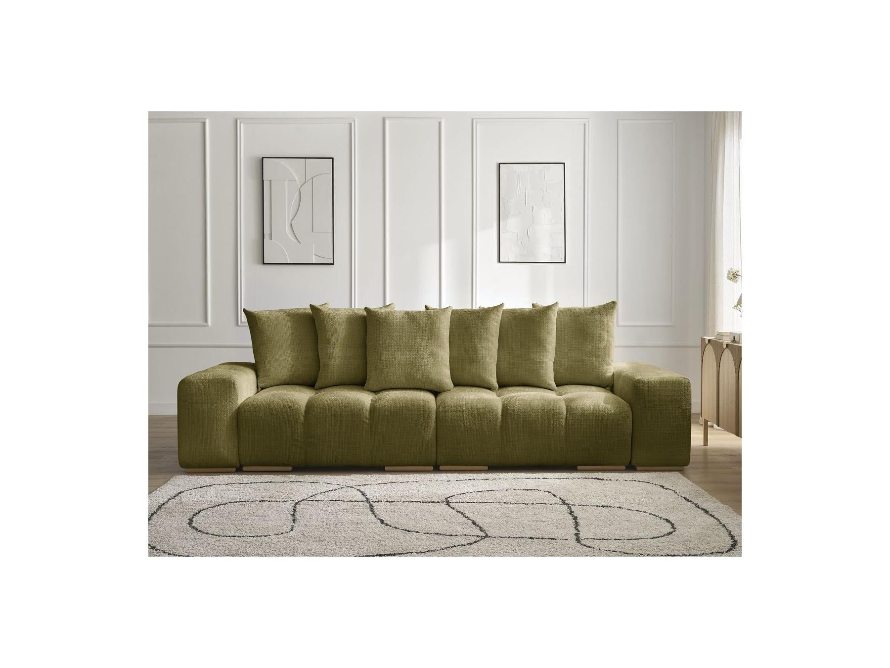 Anakin - Fixed Straight 3-Seater Sofa - Textured Fabric - 6 Cushions