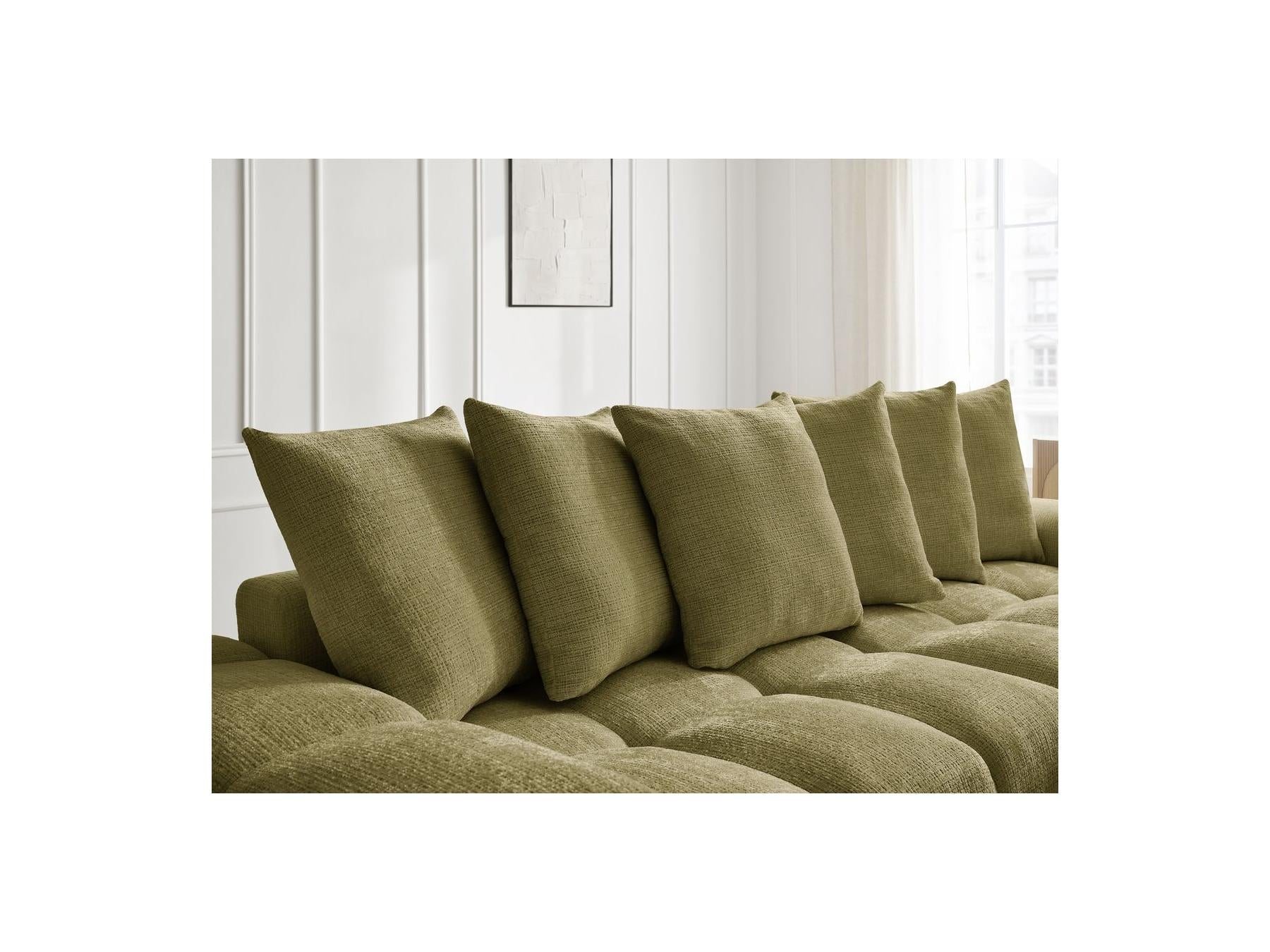 Anakin - Fixed Straight 3-Seater Sofa - Textured Fabric - 6 Cushions