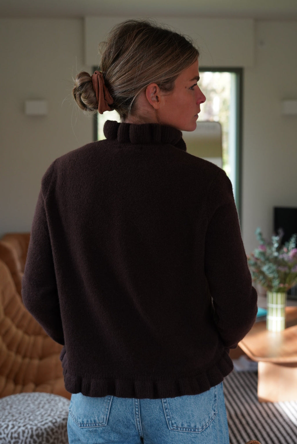 Gabriel Froufrou Collar Chocolate Sweater