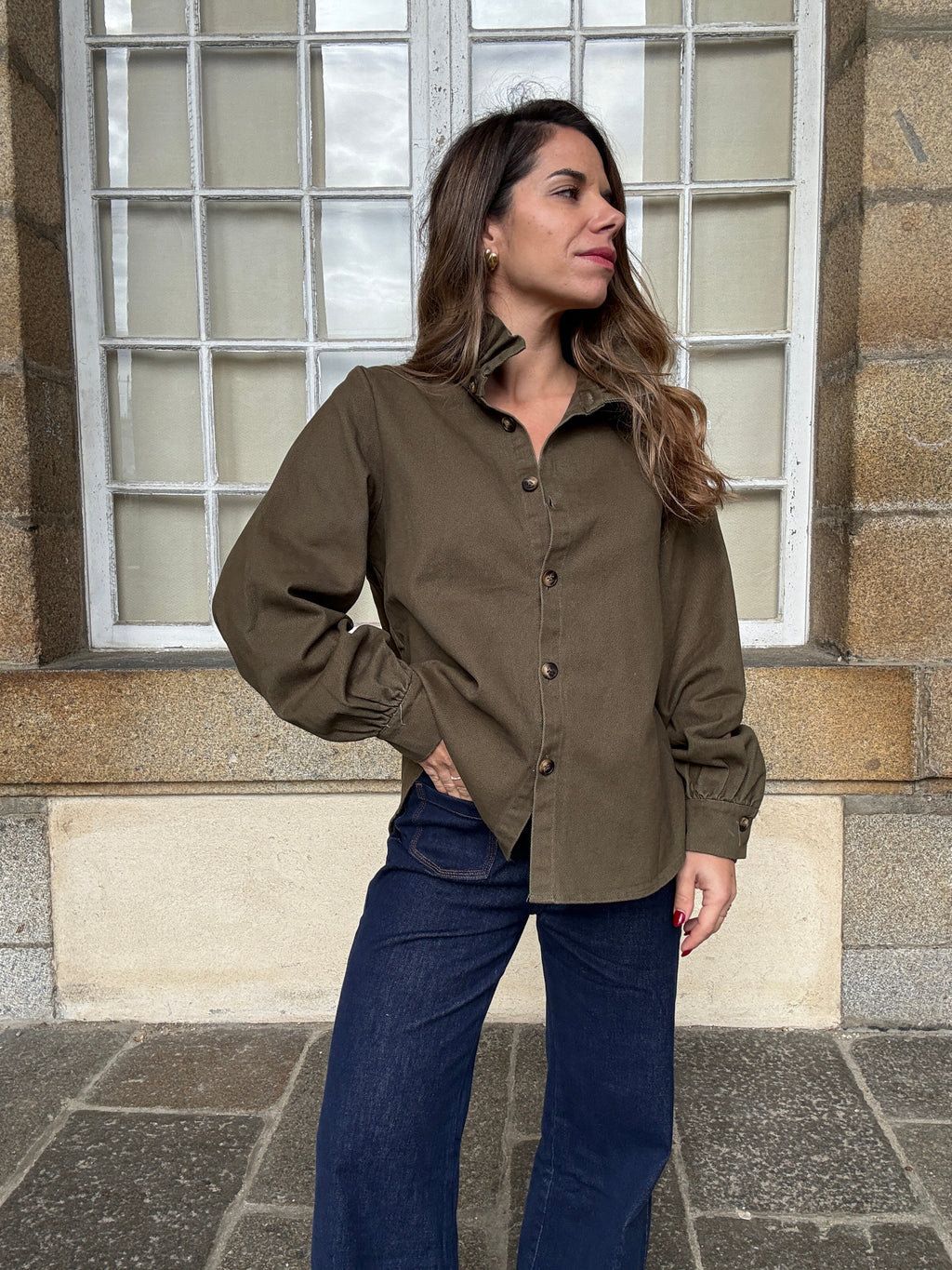 Veste En Jean Céleste Kaki