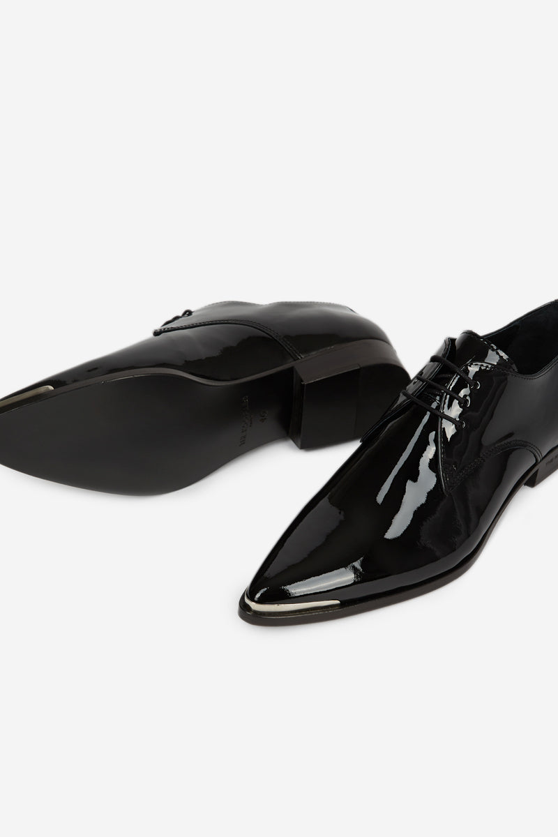 The Kooples - Derbys En Cuir Verni Noir - Femme