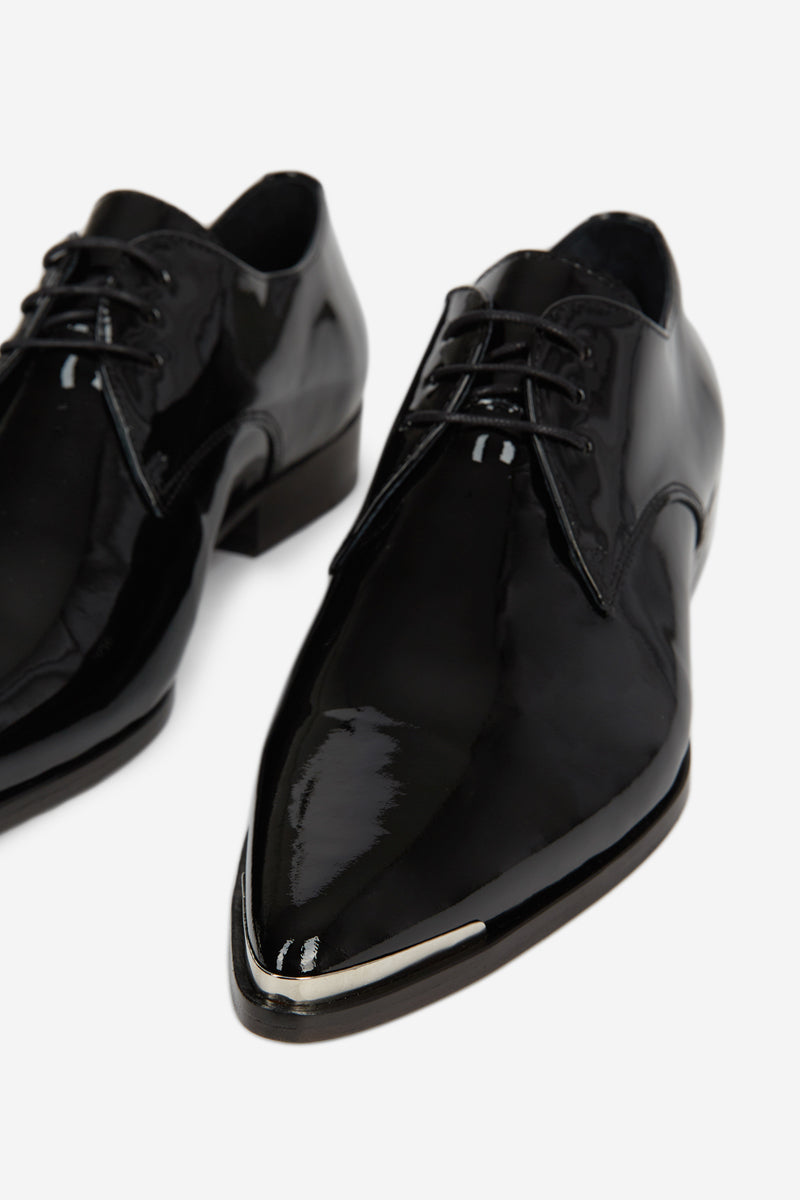 The Kooples - Derbys En Cuir Verni Noir - Femme