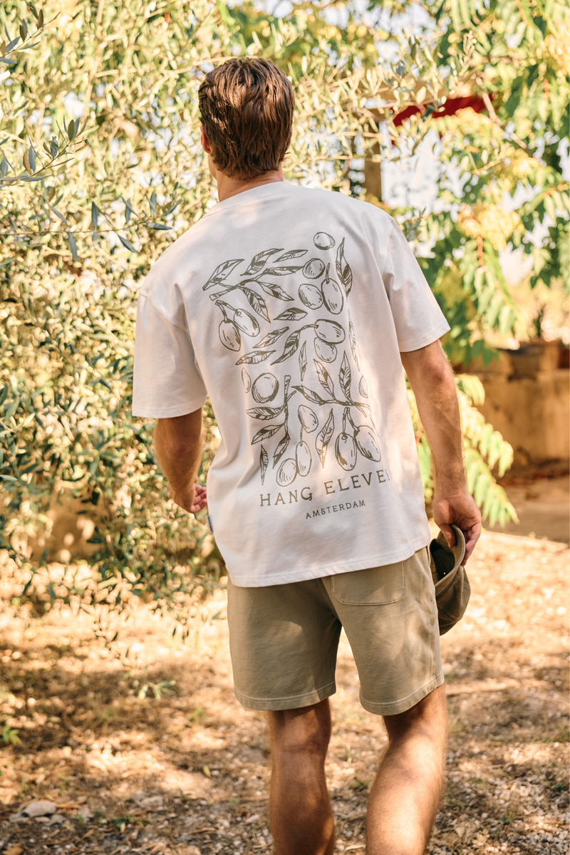 Camiseta verde oliva - Blanco roto