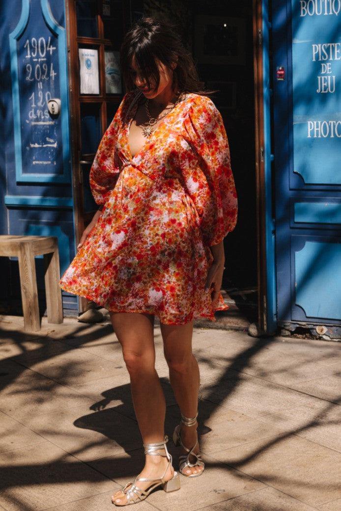 Vestido Anthemis con estampado de rima