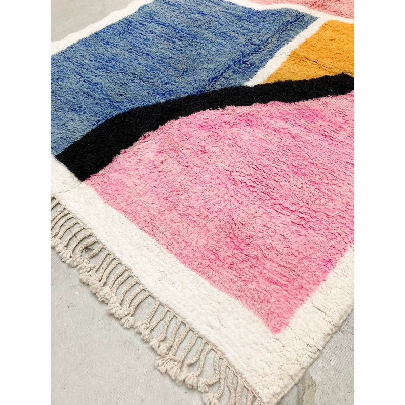 Tapis Berbère Marocain Boujaad - Ecru À Motifs Colorés