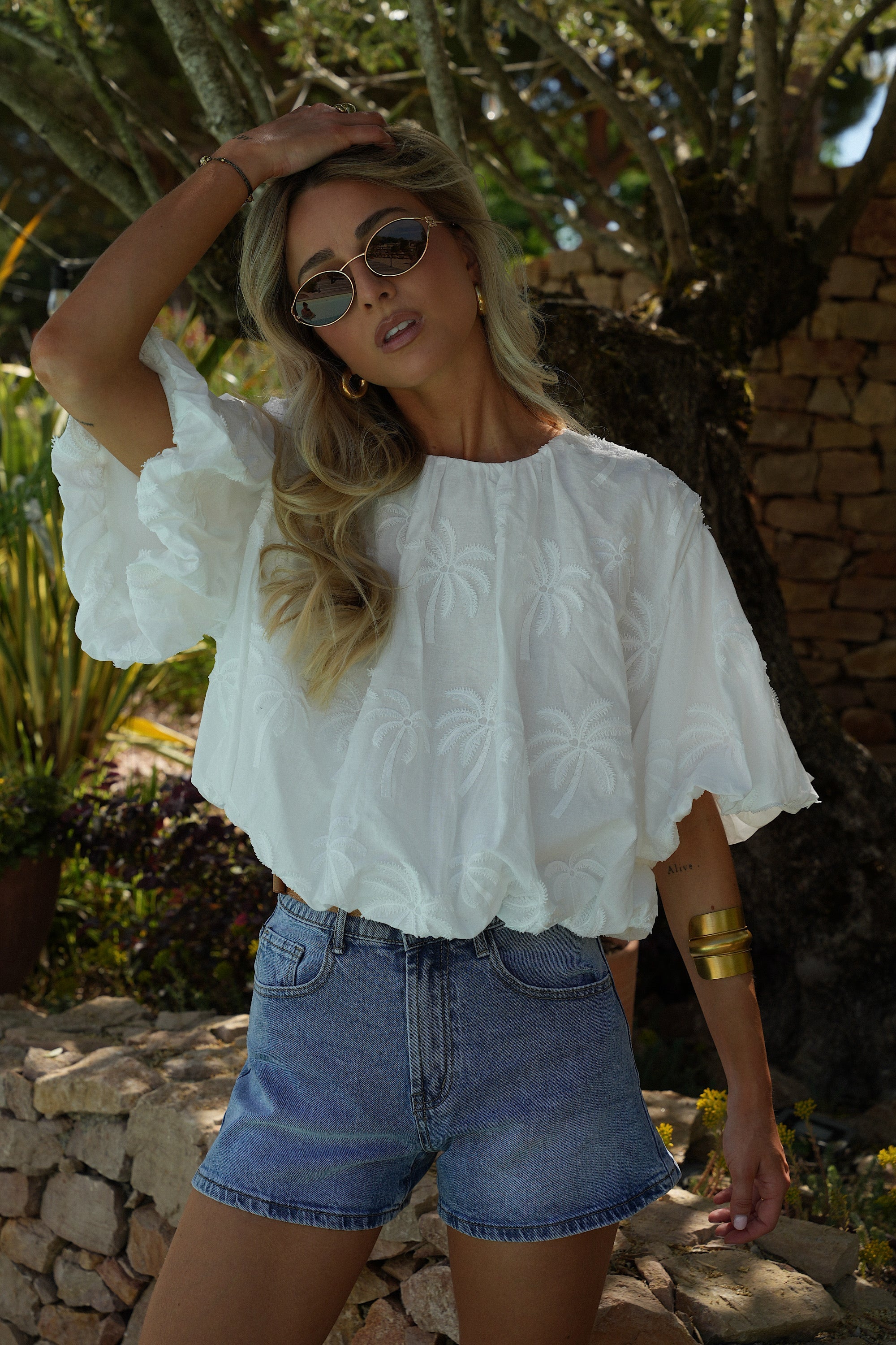 Blouse Brodée Naya - Blanche