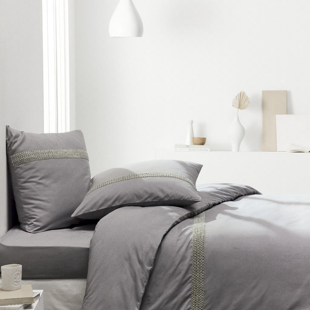 Percale Permanent Premium - Parure De Lit Macramé Percale - Acier