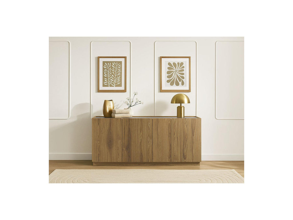 Marion - 4-Door Sideboard - Oak and Travertine Effect