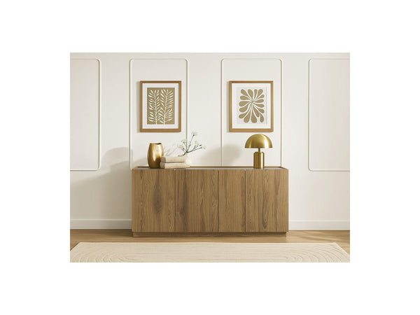 Marion - 4-Door Sideboard - Oak and Travertine Effect