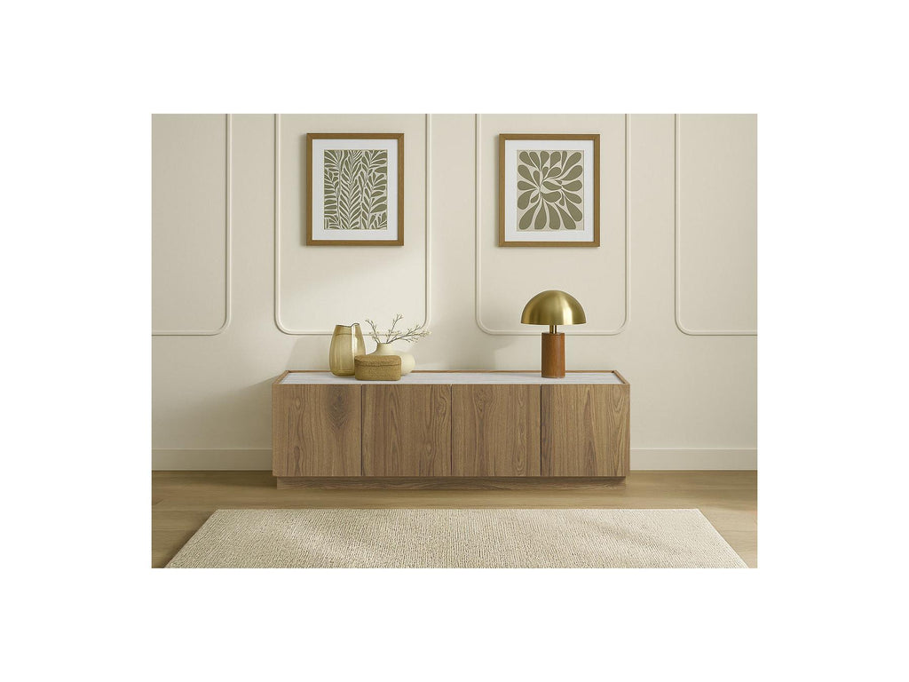 Marion - 4-Door TV Unit - Oak Effect and Travertine