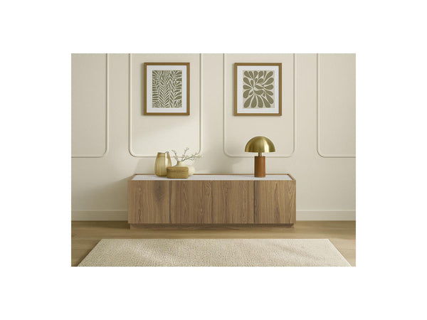 Marion - 4-Door TV Unit - Oak Effect and Travertine