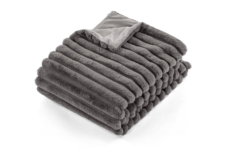 Plaid Rabbit Stripe Fur - Set De 2 - 130x170cm - Gris