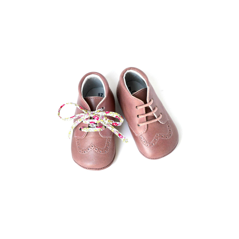 Chaussons Bébé Souples Antidérapants Mini-Adonis - Cuir Vieux Rose - Fille