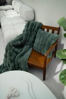 Bubble Rabbit Fur Throw - 130x180cm - Greensage