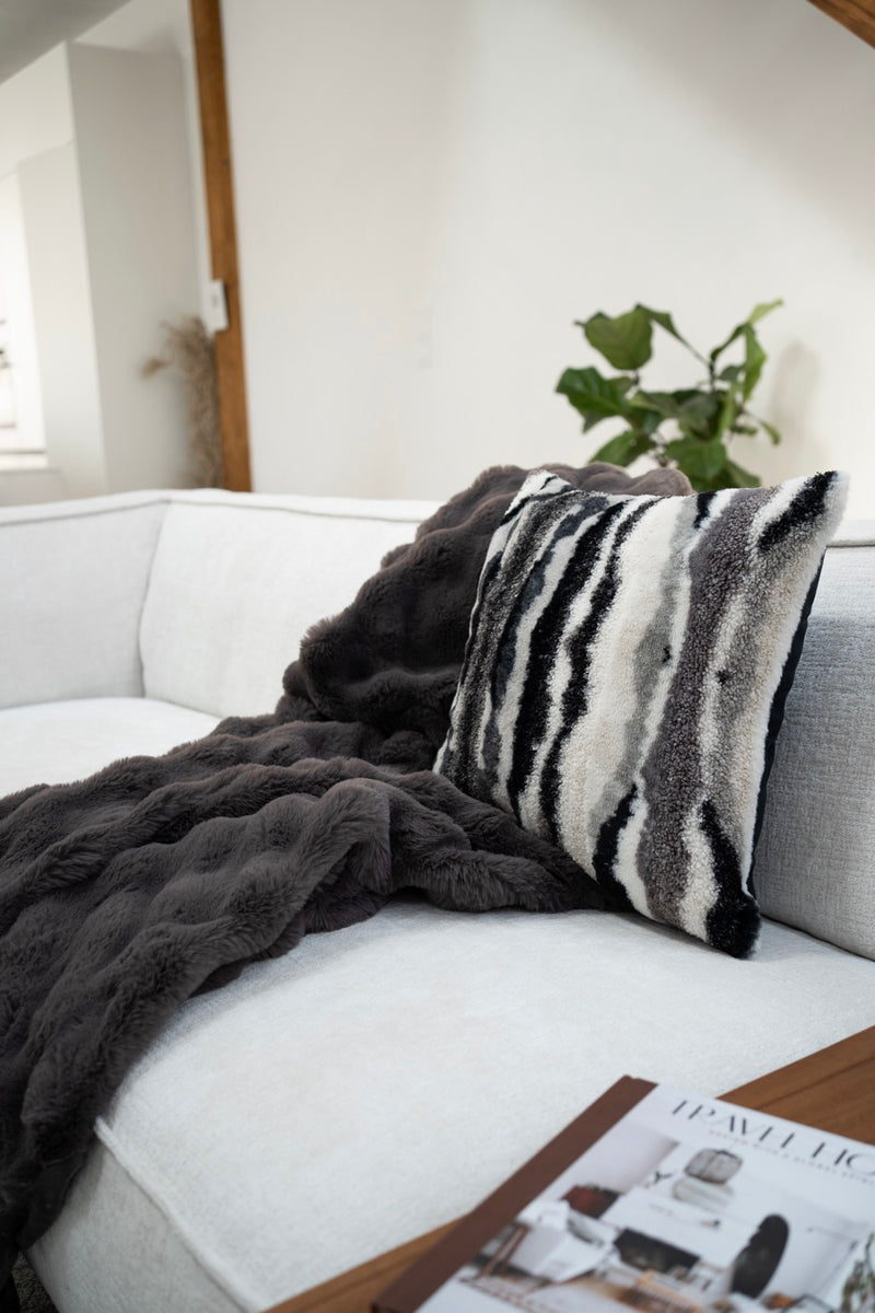 Bubble Rabbit Fur Throw - 130x180cm - Gris