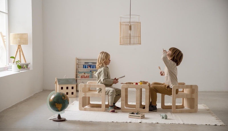 Set of 2 Montessori Chairs/Tables - Natural