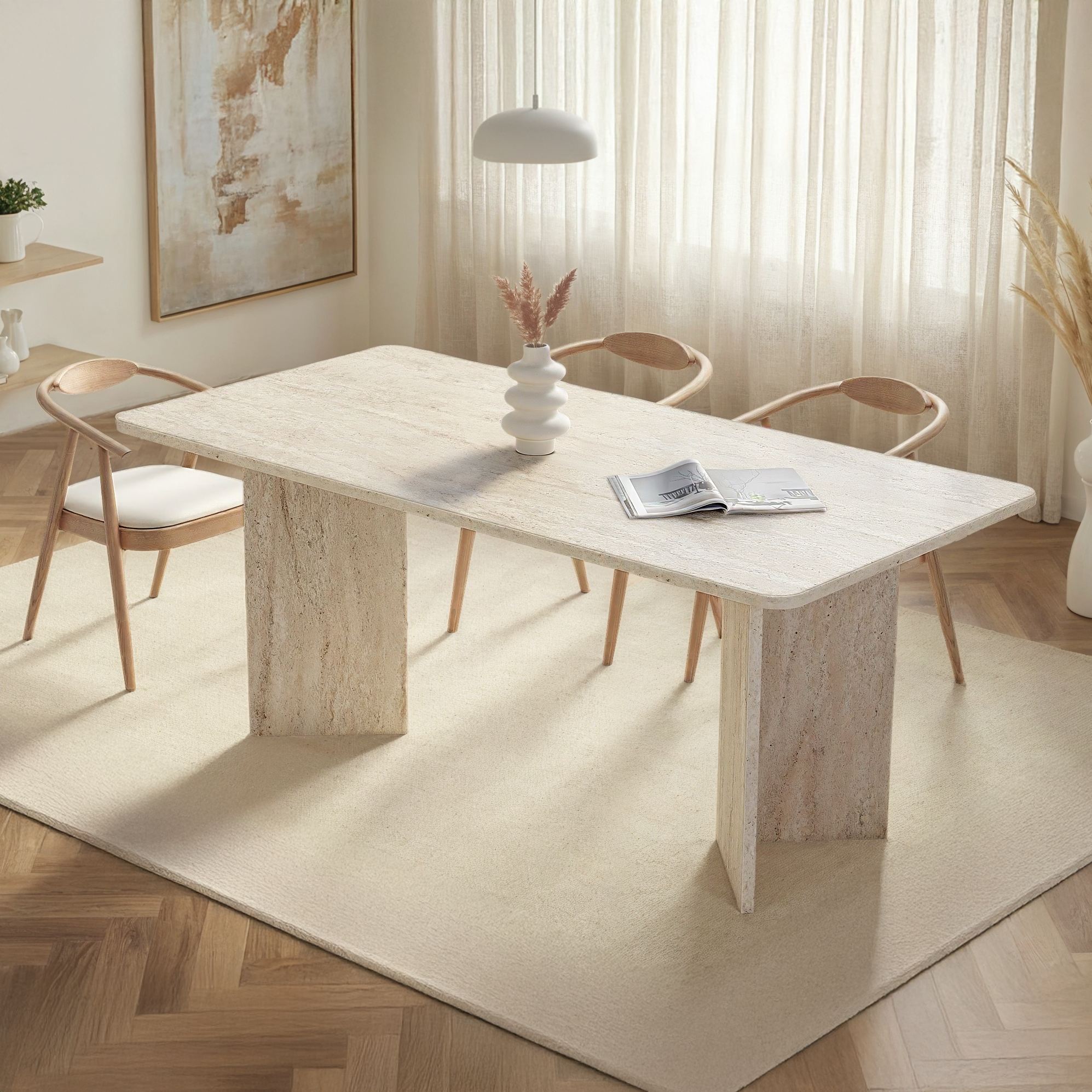 Linza - Dining Table - Travertine