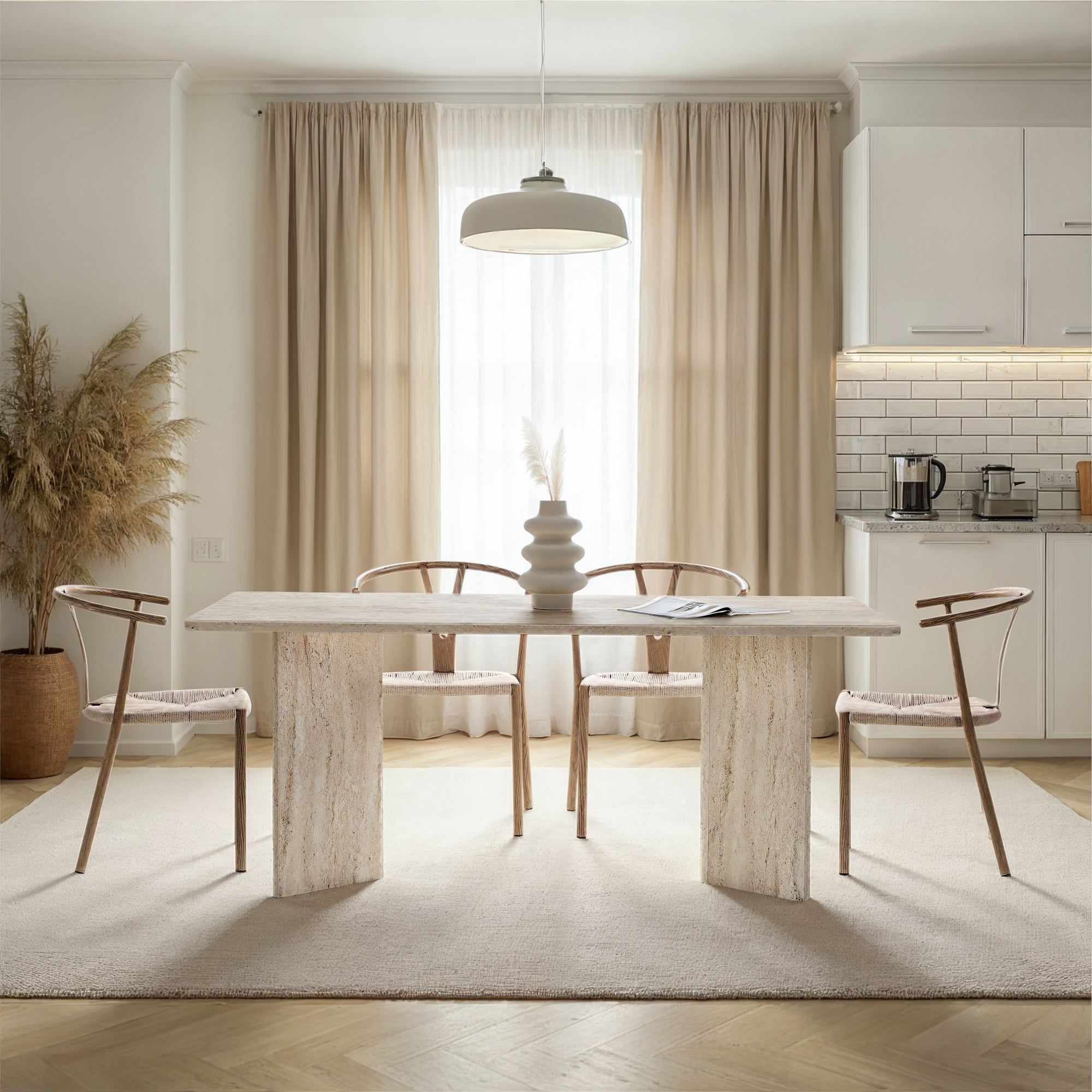 Linza - Dining Table - Travertine