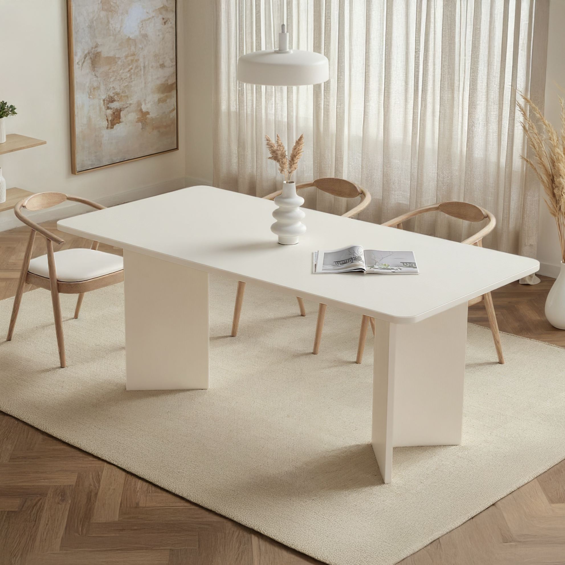 Linza - Dining Table - White Wood