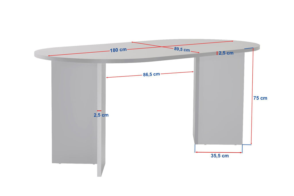 Sablin - Mesa de comedor - Travertino/Nogal Milano