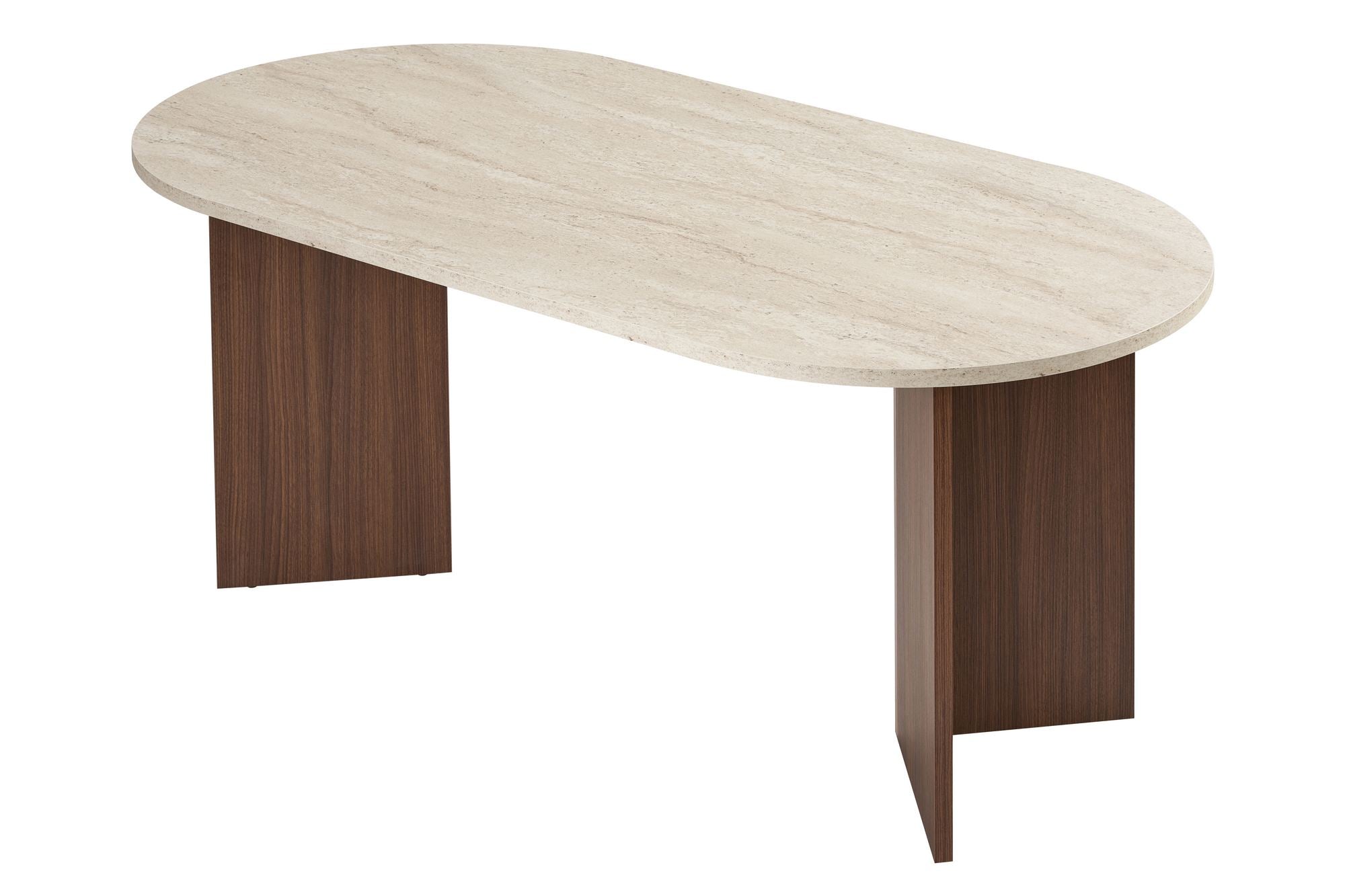 Sablin - Mesa de comedor - Travertino/Nogal Milano