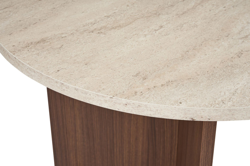 Sablin - Mesa de comedor - Travertino/Nogal Milano