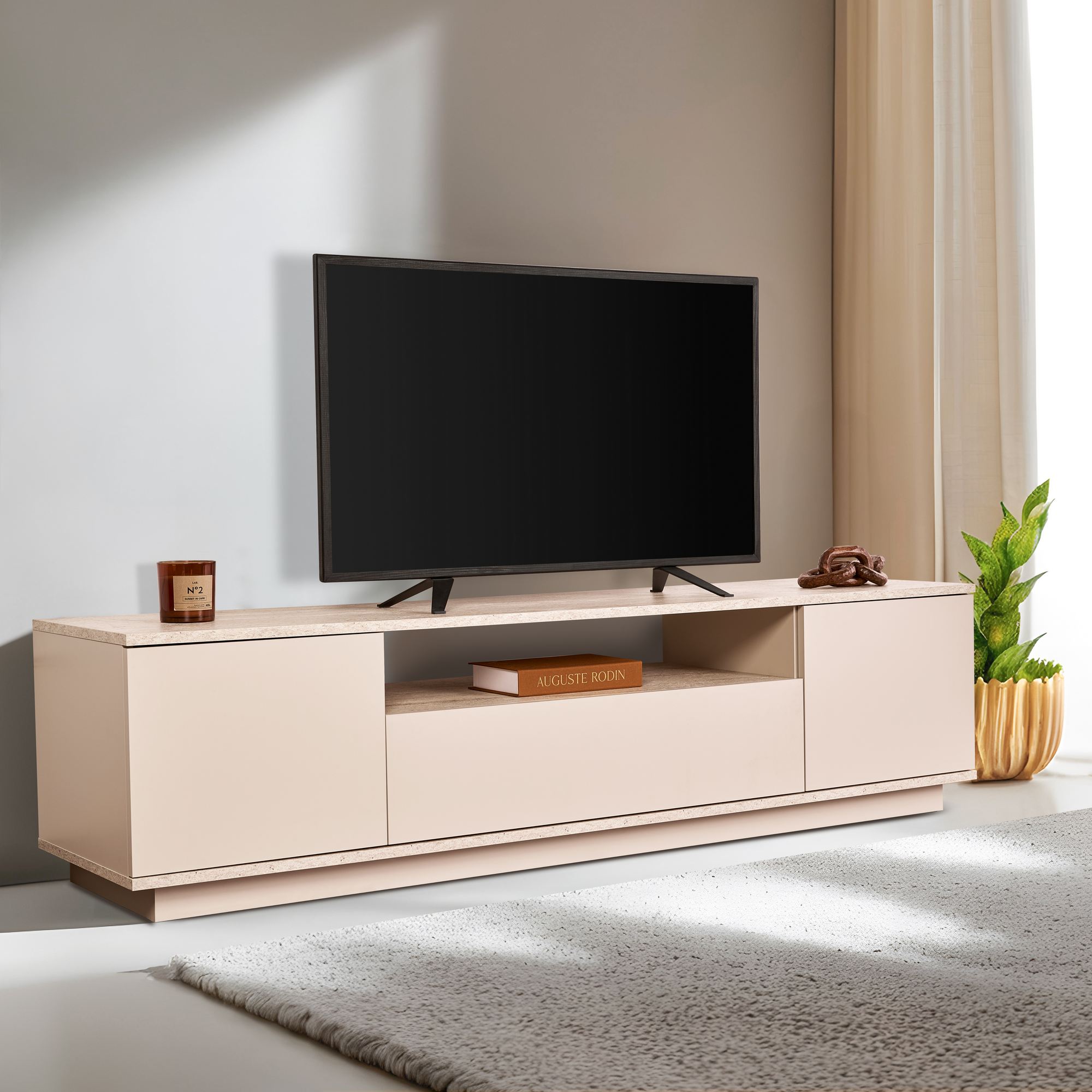 Veramont - Meuble TV - Vison/Travertine