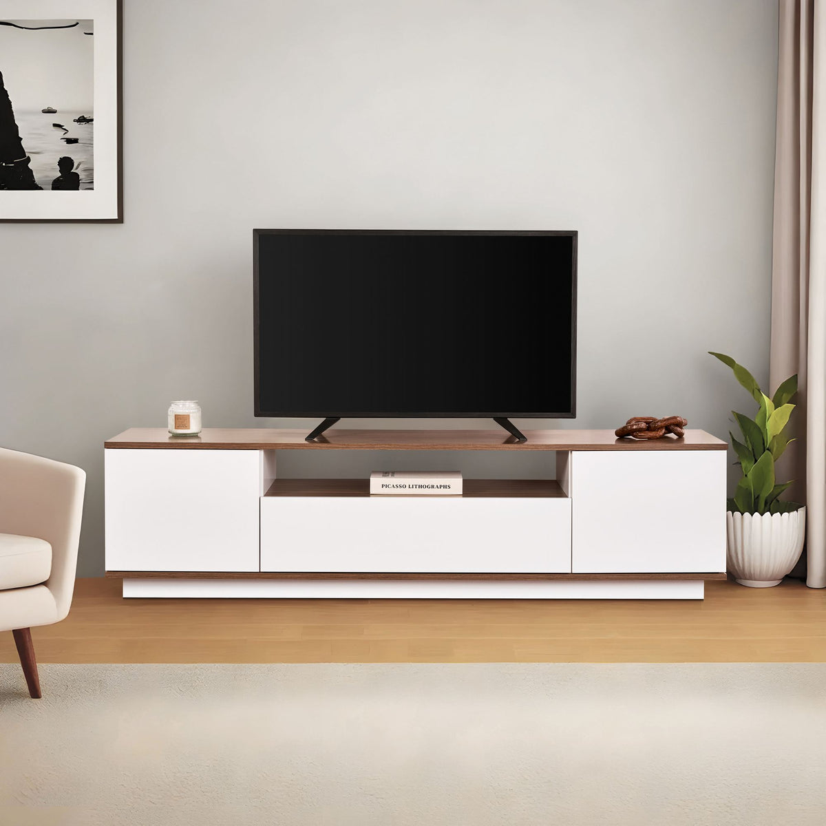 Veramont - TV Stand - White/Walnut