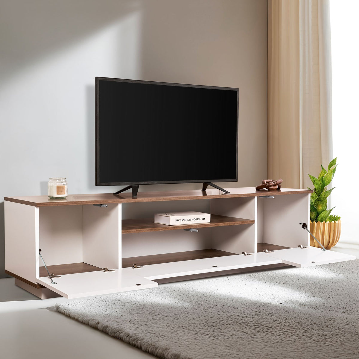 Veramont - TV Stand - White/Walnut