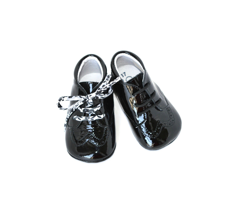 Mini-Adonis Soft Non-Slip Baby Slippers for Girls - Black Patent Leather - Girl
