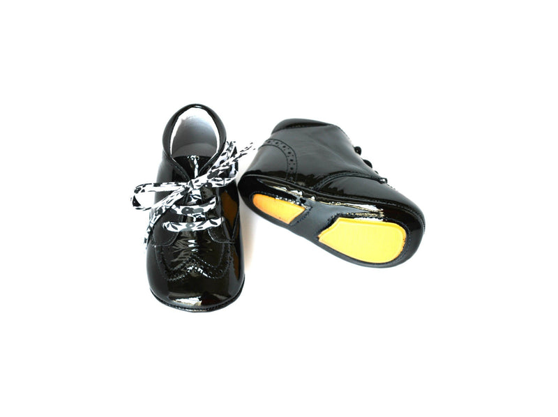 Mini-Adonis Soft Non-Slip Baby Slippers for Girls - Black Patent Leather - Girl