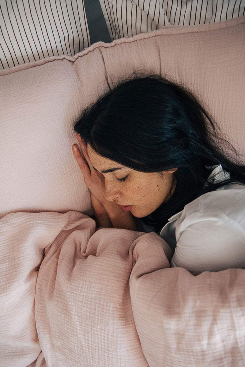 Taies d'oreiller en double gaze de coton rose délicat Les pensionnaires